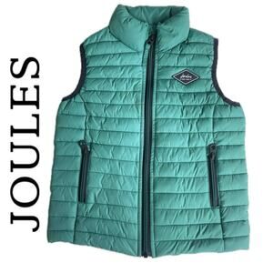 JOULES PUFFER CROFTON VEST KIDS SZ 5 TEAL GREEN POCKETS FULL ZIP MOCK NECK